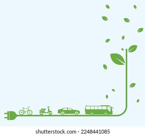 Eco Transport concept. Go green save the earth. Ecology concept. World environment day. vector illustrations.