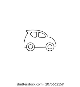 Eco transport icon, eco green car symbol in flat black line style, isolated on white 
