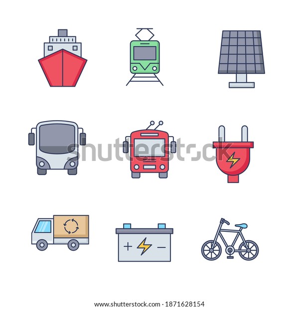Eco transport infographics with public\
transport electric bus car bicycles scooter segway gyro isometric\
icons vector illustration