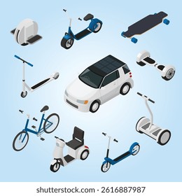 eco transport isometric flowchart friendly urban electrical set ev electric car innovation green energy global