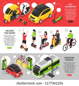 Eco Transport Isometric Horizontal Banners