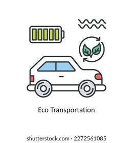 Eco Transport Vector gefüllt Outline Icon Design Illustration. Umweltsymbol auf weißem Hintergrund EPS10-Datei