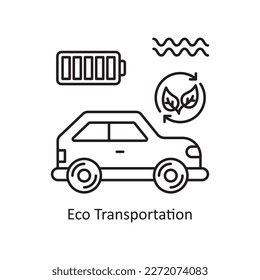 Eco transportation Vector Outline Icon Design illustration. Ecology Symbol on White background EPS 10 File