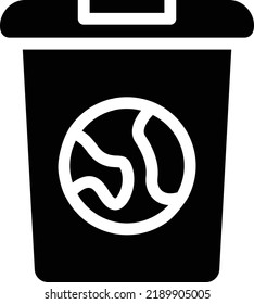 Eco Trash Bin Icon With Glyph Style, Earth Day Sign And Symbol Isolated On White Background