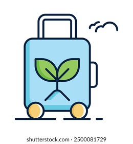 Eco Travel Icon. Sustainable Tourism Icon. Green Journey Icon. Vector Editable Stroke and Colors.