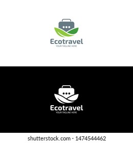Eco Travel Logo Design with Leaf