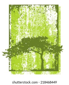 Eco Tree Grunge Natural Vector Concept on Distressed Background