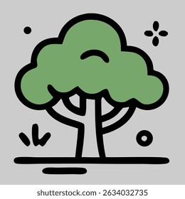 Eco tree icon with minimalistic design, ideal for nature, garden, and environmental-themed visuals.