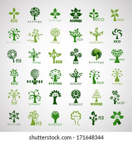 Eco Tree Icons - Isolated On Background - Vector Illustration, Graphic Design Editable For Your Design. 