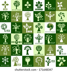 Eco Tree Icons - Isolated On Background - Vector Illustration, Graphic Design Editable For Your Design. 