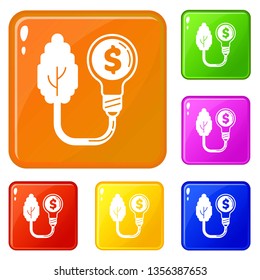Eco tree icons set collection vector 6 color isolated on white background