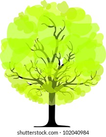 Eco Tree, Isolated On White Background, Vector Illustration