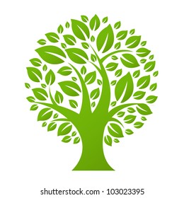 Eco Tree, Isolated On White Background, Vector Illustration