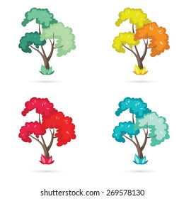 Eco tree with a lamp instead of fruit on the branches. logo for presentations, the topic environmental protection, saving electricity