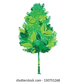 eco tree in leaves vector illustration