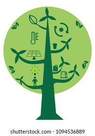 Eco tree on white background, preservation of nature and environment ecology concept. Vector illustration