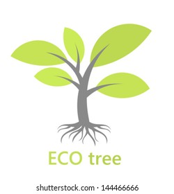 Eco tree with roots. Vector illustration