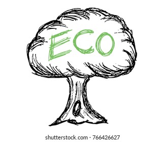 eco tree vector illustration sketch hand draw 