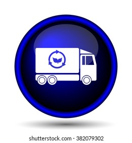 Eco truck icon. Internet button on white background. EPS10 vector