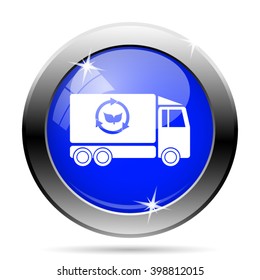 Eco truck icon. Internet button on white background. EPS10 vector