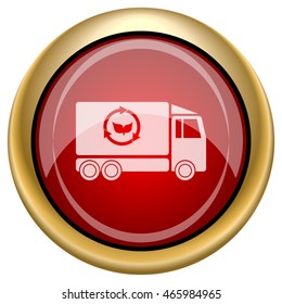 Eco truck icon. Internet button on white background. EPS10 vector.
