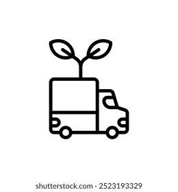 eco truck outline icon and illustration