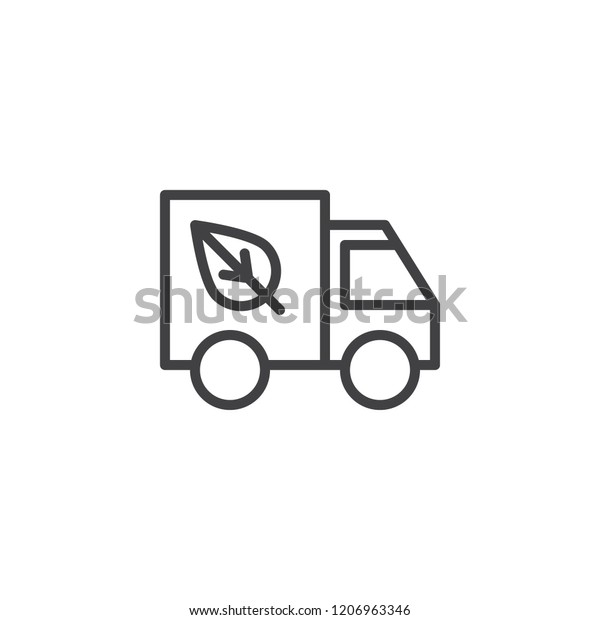 Eco truck\
outline icon. linear style sign for mobile concept and web design.\
Recycling truck simple line vector icon. Symbol, logo illustration.\
Pixel perfect vector\
graphics