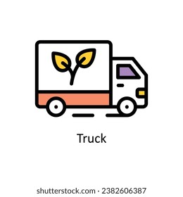 Eco Truck vector Filled outline Design illustration. Symbol on White background EPS 10 File 