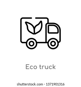 eco truck vector line icon. Simple element illustration. eco truck outline icon from transportation concept. Can be used for web and mobile