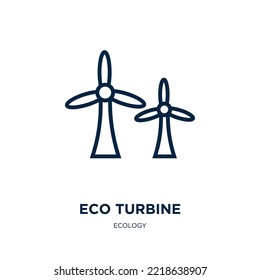 eco turbine icon from ecology collection. Thin linear eco turbine, eco, energy outline icon isolated on white background. Line vector eco turbine sign, symbol for web and mobile