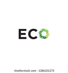 Eco typography logo vector with combined leaf in letter O. O leaf logotype icon vector