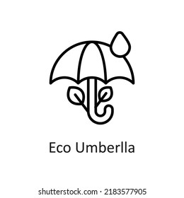 Eco Umbrella vector Outline Icon Design illustration on White background. EPS 10 File 