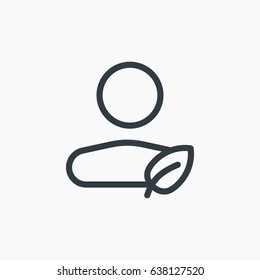eco User icon. Vector illustration style is flat iconic eco symbol on gray background.