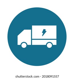 Eco van white glyph with color background vector icon which can easily modify or edit 