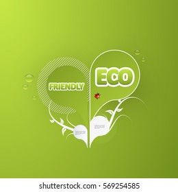 Eco Vector Design, Eco Friendly Lettering. Vector Eps 10.  