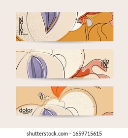 Eco vector design. Fruit logo with flat colors and grunge texture. Doodle drawing vegetable healthy food. Vegan bolt sketch banner template. Summer organic fresh concept.