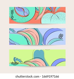 Eco vector design. Fruit logo with flat colors and grunge texture. Doodle drawing vegetable healthy food. Vegan bolt sketch banner template. Summer organic fresh concept.