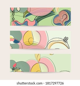 Eco vector design. Fruit logo with flat colors and grunge texture. Doodle drawing vegetable healthy food. Vegan bolt sketch banner template. Summer organic fresh concept.