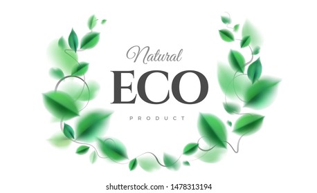 ECO vector design with green spring leaves elegant decoration