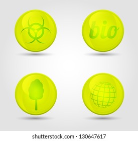 Eco vector glossy icons set