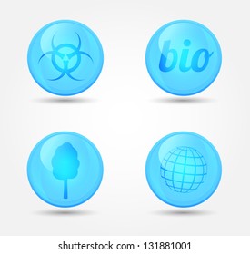 Eco vector glossy icons set