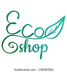 Eco vector icon. Organic, bio, eco symbol. Green gradient vector illustration with leave for stickers, labels and logos.