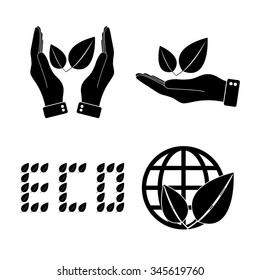 eco vector icon, set