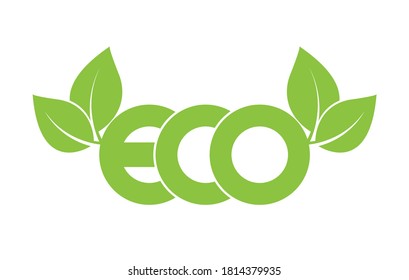 Eco - Vektorgrafik. Natürliches Logo-Konzept. Umweltzeichen und ökologisches Etikett einzeln auf weißem Hintergrund.