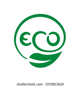 Etiqueta de vector ecológico con hoja de una planta. Un símbolo, un signo de ecología y limpieza.