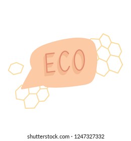 Eco vector lable. Organic natural ingredients product. Vector illustration.