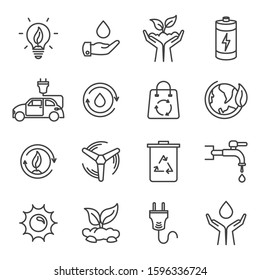 Eco Vector Lines Icon Set Contains Stock Vector (Royalty Free ...