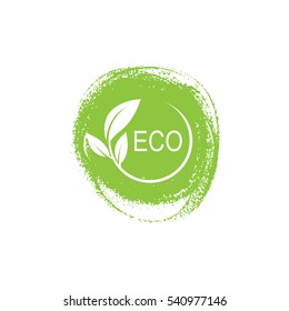 Eco vector logo design on a paint background.