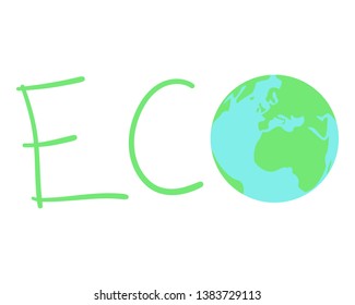ECO vector logo with planet earth 
