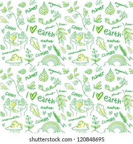 Eco vector set seamless pattern